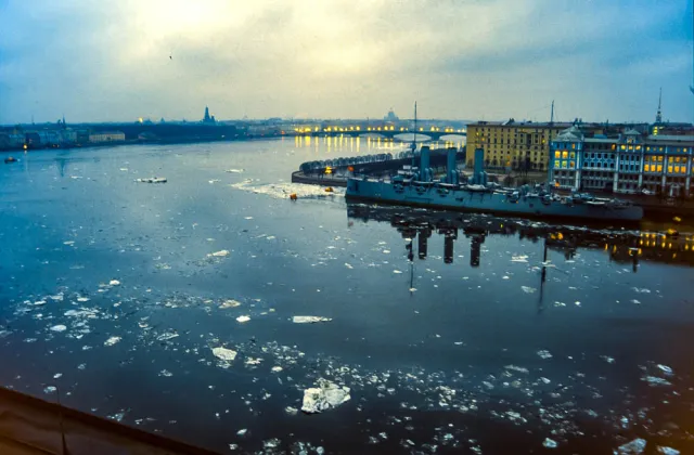 Armored cruiser Aurora on the Neva