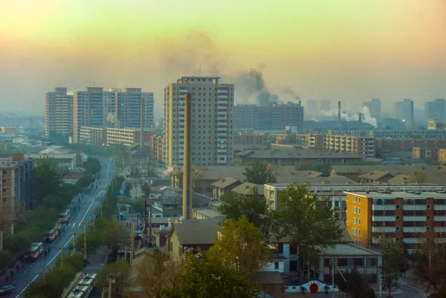 Morning haze over Beijing in 1988