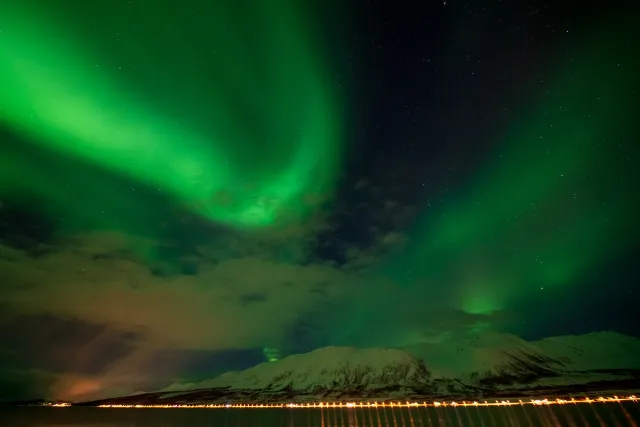 Aurora over the Lyngenfjord Alps