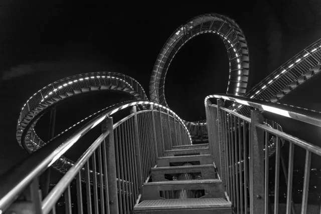 Tiger and Turtle at night on Heinrich-Hildebrand-Höhe in Duisburg