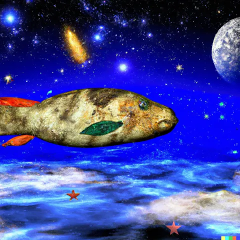 Fishes in space by DALL·E