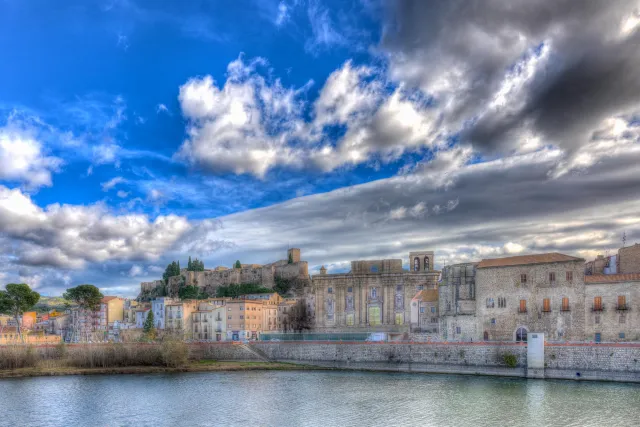 Castillo de la Suda and the Cathedral of Tortosa over the River L'Ebre