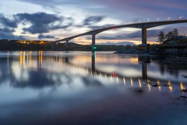 The bridge over the Saltstraumen at blue hour